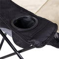 Scaun pliabil camping sau pescuit Premium, cu suport pahar, crem si negru