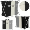Cos de rufe cu 3 compartimente, cadru aluminiu, 68x40x60cm, 146 litri
