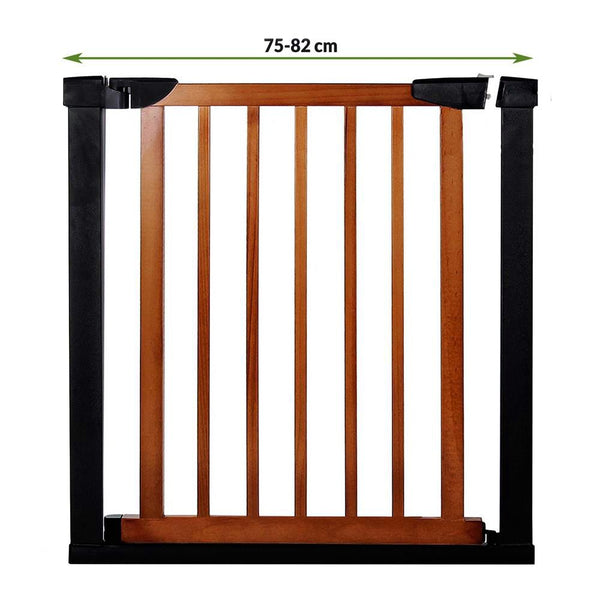 Poarta de siguranta Safety Gate pentru scari, ajustabila 75-82 cm, din otel si lemn, negru maro
