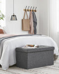 SONGMICS Taburet pliabil cu sezut moale, spatiu de depozitare 80litri, maxim 300kg, 76x38x38cm, gri inchis