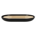 Set de accesorii rotunde pentru baie din plastic cu elemente bambus, 6 piese, negru