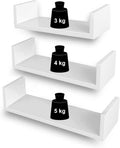 SONGMICS Rafturi plutitoare de perete, set 3 bucati, MDF, 30, 35 si 40 cm, alb