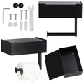 Suport hartie igienica din otel cu sertar depozitare, sistem montare inclus, 22cm, negru bej