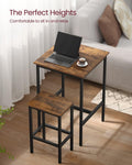 VASAGLE Set masa si scaune de bar, masa 60x60x90cm si 2 scaune 30x40x65cm, stil industrial, maro rustic