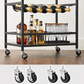 VASAGLE Carucior de servire pe roti, cu suport pentru sticle si pahare de vin, 40x60x82cm, Industrial, Vintage Maro/Negru