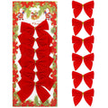 Set 6 ornamente pentru bradul de Craciun, fundita, 8cm, rosu