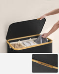 SONGMICS Cos de rufe textil, pliabil, cu 3 compartimente detasabile, 150L, 60x39x71 cm, negru