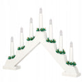 Lumanari decorative de Craciun, stand de lemn, 7 becuri tip LED, culoare alba