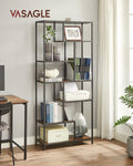 VASAGLE Biblioteca cu forma geometrica, pe 6 nivele, stil industrial, 30x80x180cm, maro rustic si negru