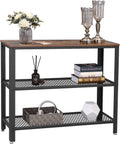 VASAGLE Masa de intrare, cadru metalic cu 3 polite din MDF, 35x102x80cm, maro rustic si negru