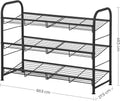SONGMICS Raft de depozitare pantofi, din metal, pe 3 niveluri, cu rafturi unghiulare reglabile, 28x69x50cm, negru