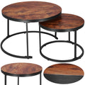 Set 2 mese pentru cafea suprapozabile, cadru otel, 70x70x47 cm si 50x50x40 cm, maro
