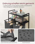 VASAGLE Cos de rufe, cu 2 saci detasabili, 2 rafturi, capacitate de 46L per sac, 73x33x92cm , negru si gri