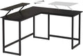 VASAGLE Birou in forma de L cu suport pentru monitor, cadru metalic, 140x130x76cm, negru