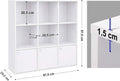 VASAGLE Biblioteca din lemn, cu 9 cuburi, 3 dulapuri inferioare, 98x98x29cm, alb