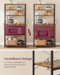 VASAGLE Raft de bucatarie cu spatiu pentru cuptorul cu microunde, 6 rafturi, otel, industrial, 40x80x167cm, maro retro si negru