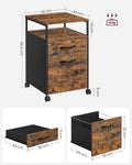 VASAGLE Dulap mobil tip rollbox pentru birouri, cu 2 sertare, stil industrial, 44x42x67cm, maro rustic