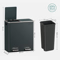 SONGMICS Cos de gunoi din inox cu 2 compartimente colectare selectiva, cu galeti interioare, 2x30litri, gri inchis
