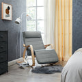 SONGMICS Scaun balansoar din lemn, suport picioare reglabil, maxim 150kg, 67x115x91cm, gri deschis