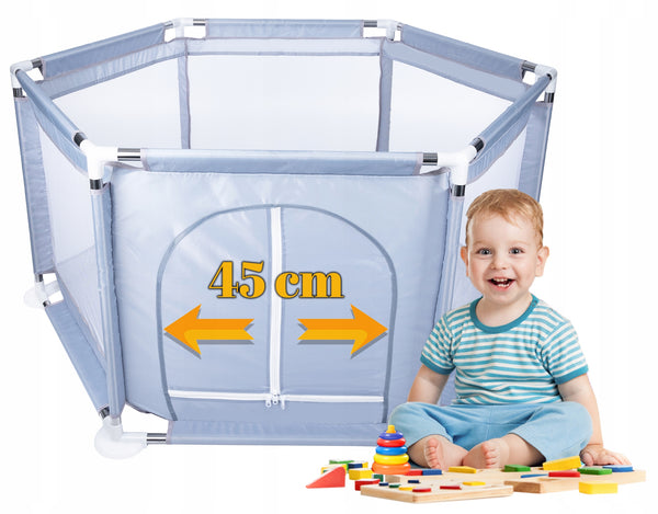 Tarc loc de joaca pentru copii sau bebe, material textil, gri, 130x60cm