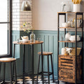 VASAGLE Set 2 scaune bar inalte, sezut rotund, cadru din otel, inaltime 65 cm, stil industrial, maro rustic si negru