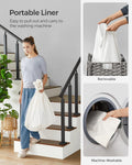 SONGMICS Cos de rufe tesut manual, cu captuseala detasabila lavabila, 3 compartimente, stil ratan, 140 litri, 66x33x60 cm, gri