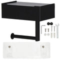 Suport hartie igienica din otel cu sertar depozitare, sistem montare inclus, 22cm, negru bej