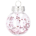 Set globuri de Craciun Inedit, 24 bucati, 5cm, transparente si roz pal