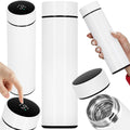 Cana termos Smart, inox, display LED, afisare temperatura, 500ml, 23cm, alb