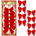 Set 6 ornamente pentru bradul de Craciun, fundita, 8cm, rosu