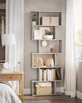 VASAGLE Biblioteca, raft cu 6 unitati de depozitare, pentru living, din lemn, 24x190x70cm, gri stejar