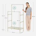 SONGMICS Raft de haine din metal, cu 2 bare de haine si 1 raft, maxim 70 kg, industrial, 45x83x157cm, alb
