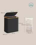 SONGMICS Cos de rufe textil, pliabil, cu 3 compartimente detasabile, 150L, 60x39x71 cm, negru