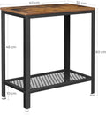 VASAGLE Masa de cafea laterala, cu 2 nivele, cadru din otel, 60x30x60cm, maro rustic
