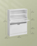 VASAGLE Dulap pantofi 80x24x102 cm, cu 2 usi rabatabile, separator reglabil si raft superior, PAL alb mat