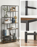 VASAGLE Biblioteca cu forma geometrica, pe 6 nivele, stil industrial, 30x80x180cm, maro rustic si negru