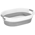 Cos de rufe pliabil tip lighean, cu manere, din plastic si silicon, 54x38x23cm, 24litri, gri