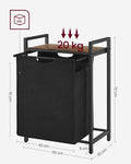 VASAGLE Cos de rufe, sac de rufe detasabil, raft, cadru metalic, 65L, 50x33x72 cm, maro rustic si negru