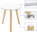 VASAGLE Masa de cafea, set de 2 bucati, picioare din lemn si blat MDF, design minimalist scandinav, 45x50cm si 35x35cm, alb