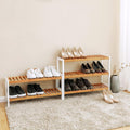 SONGMICS Raft de depozitare din bambus, cu 3 niveluri, 26x70x55cm, alb si maro