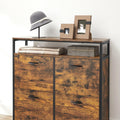 VASAGLE Dulap pantofi din MDF cu 4 usi basculante, pentru 12-20 perechi, 98x30x95cm, maro rustic si negru