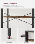 VASAGLE Biblioteca cu 5 etaje din lemn, cadru otel, stil industrial, 30x66x153cm, maro rustic si negru