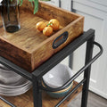 VASAGLE Carucior de servire pe roti pentru bucatarie, 3 polite, tava detasabila, stil industrial, 40x72x86cm, maro rustic