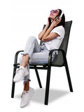 Set 2 scaune de gradina cu cadru metalic, stivuibile, 55x72x96cm, gri