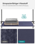 SONGMICS Garderoba din material textil, dulap portabil, cu rafturi si sina de agatat, 150x45x175cm, albastru