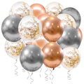 Set 48 baloane si decoratiuni, Happy Birthday, argintiu, roz