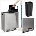 SONGMICS Cos de gunoi din inox cu 2 compartimente colectare selectiva, cu galeti interioare, 2x30litri, argintiu