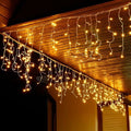 Ghirlanda luminoasa tip perdea 500 LED-uri, 20m, pentru interior/exterior, iluminare galbena