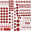 Set globuri si decoratiuni de Craciun, 153 piese, diverse dimensiuni, rosu