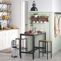 VASAGLE Set 2 scaune bar inalte, sezut dreptunghiular, cadru din otel, 40x30x65cm, stil industrial, maro rustic si negru